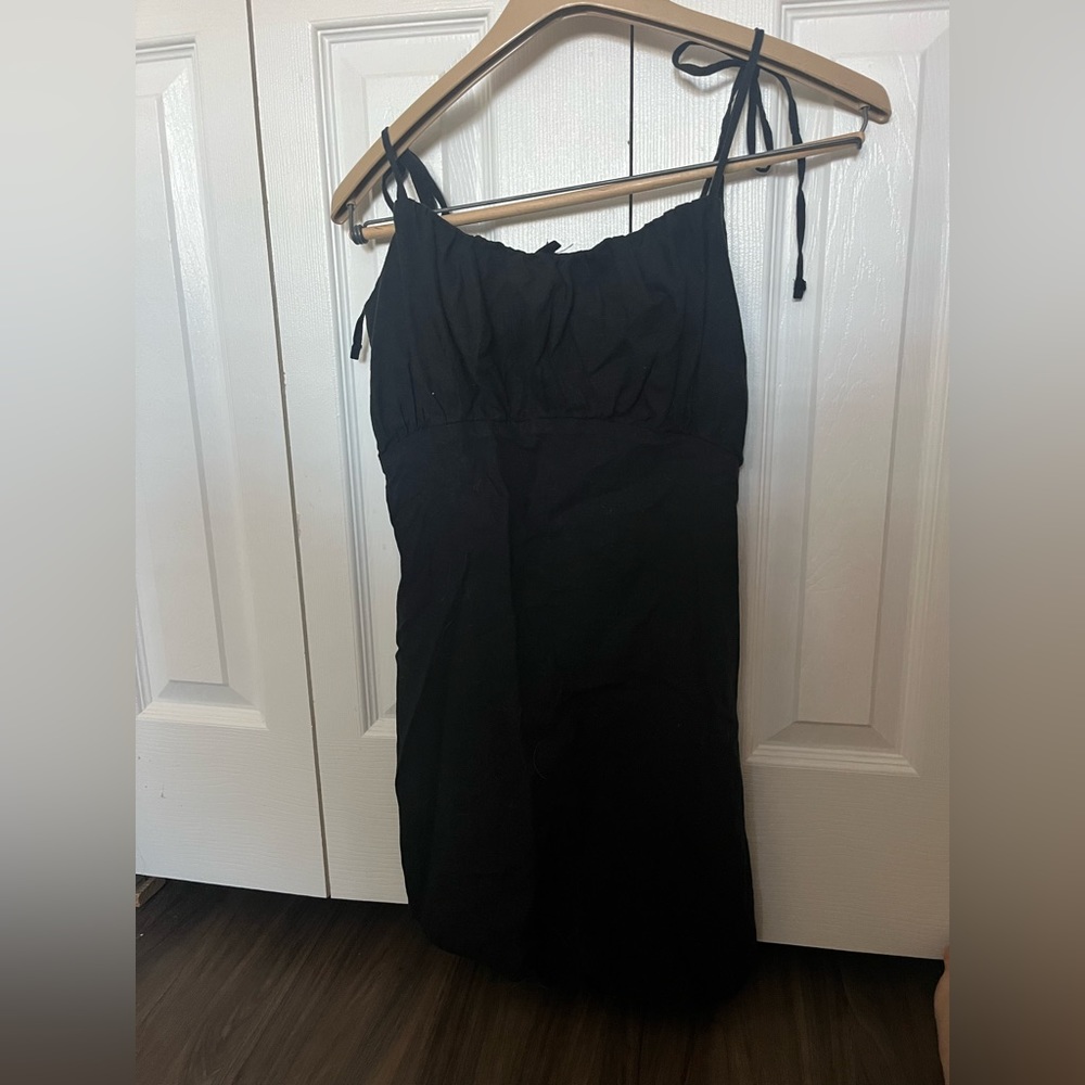 Urban Outfitters black mini dress with tie shoulders size small